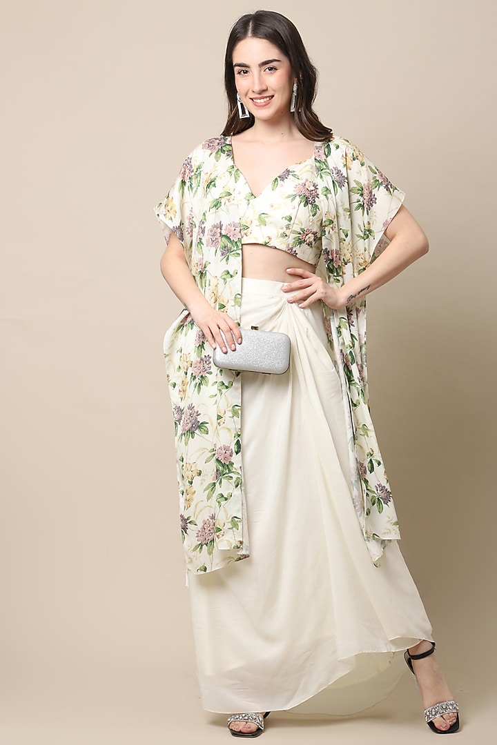 White Tencel Dhoti Skirt Set by Ewoke at Pernia's Pop Up Shop