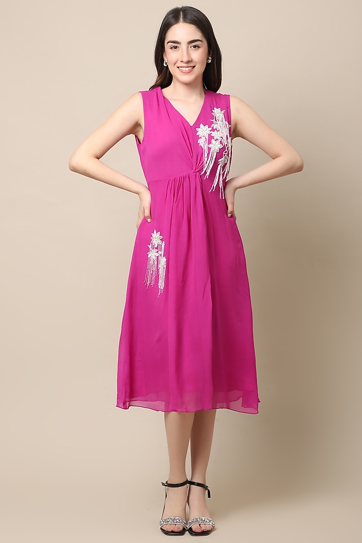 Plum Embellished Twisted Dress by Ewoke