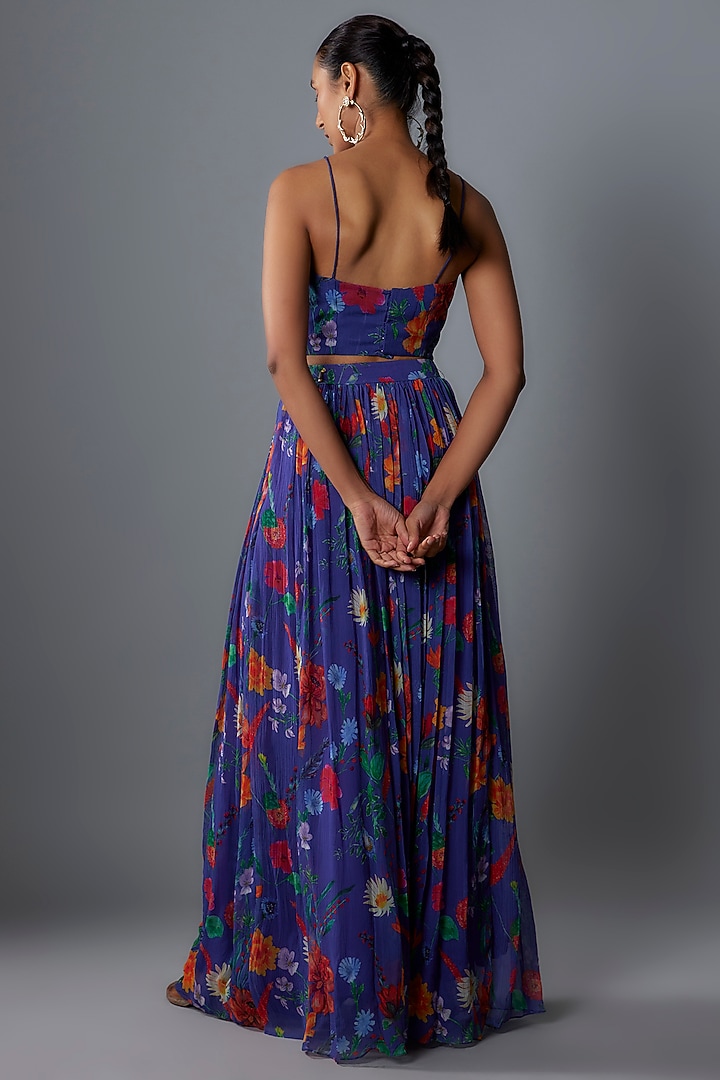 Blue Bemberg Gathered Skirt Set by Ewoke at Pernia's Pop Up Shop