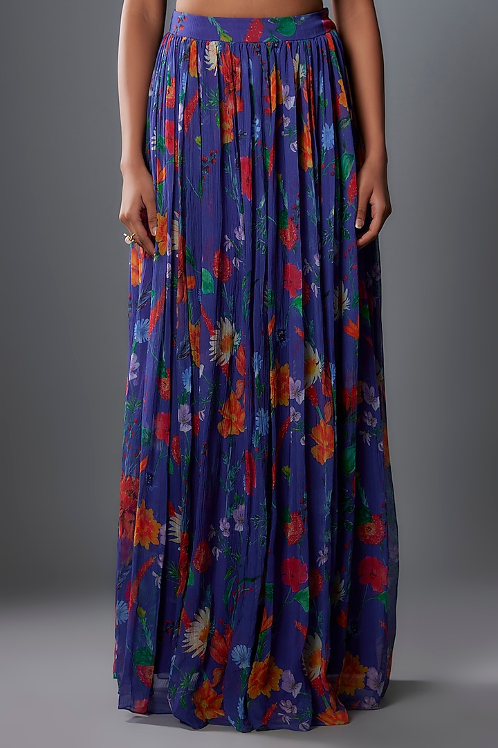 Blue Bemberg Gathered Skirt Set by Ewoke at Pernia's Pop Up Shop