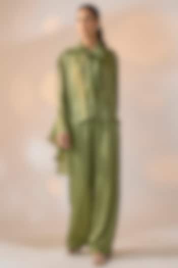 Olive Green Sheer Co-Ord Set by Ewoke at Pernia's Pop Up Shop