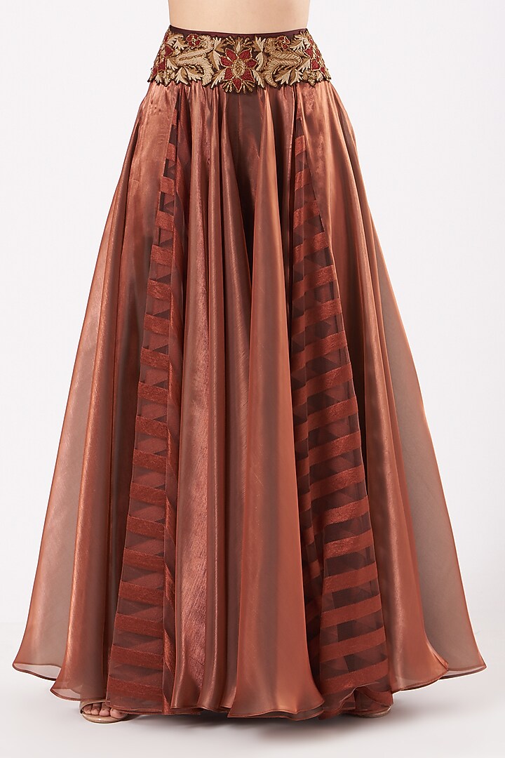 Copper Organza Satin Wedding Sharara Set by Expressionist By Jaspreet at Pernia's Pop Up Shop