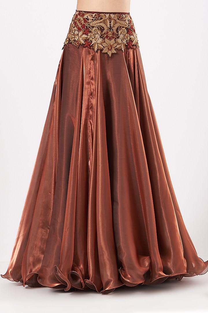 Copper Organza Satin Skirt Set by Expressionist By Jaspreet at Pernia's Pop Up Shop