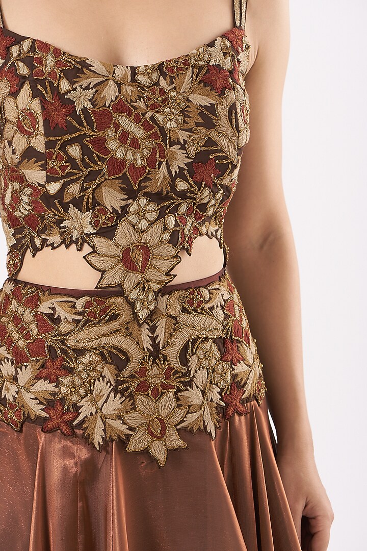 Copper Organza Satin Skirt Set by Expressionist By Jaspreet at Pernia's Pop Up Shop