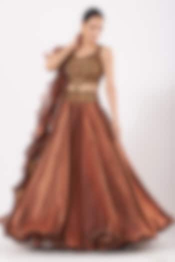 Copper Embellished Skirt Set by Expressionist By Jaspreet