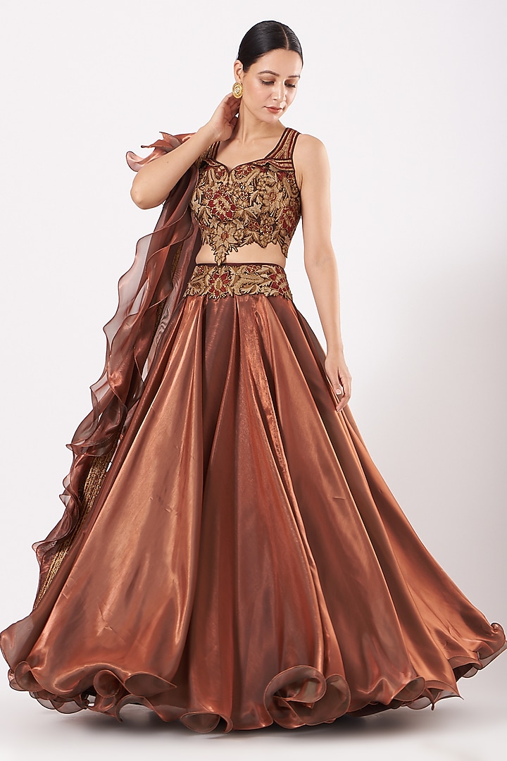 Copper Embellished Skirt Set by Expressionist By Jaspreet