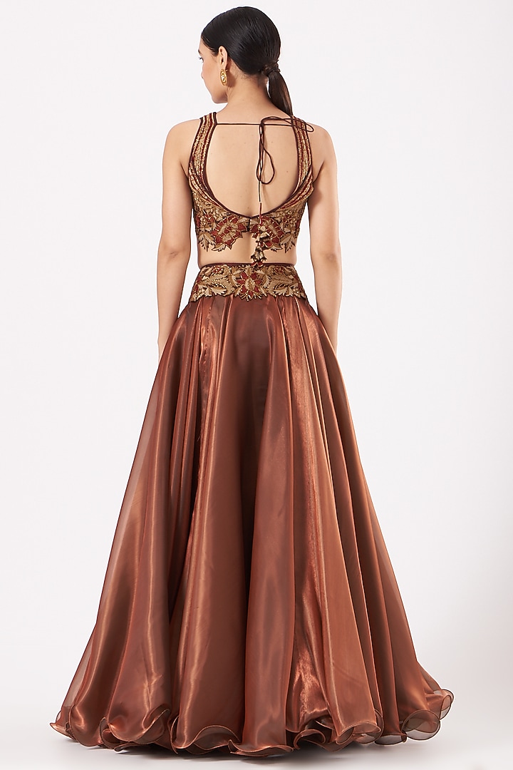 Copper Embellished Skirt Set by Expressionist By Jaspreet at Pernia's Pop Up Shop