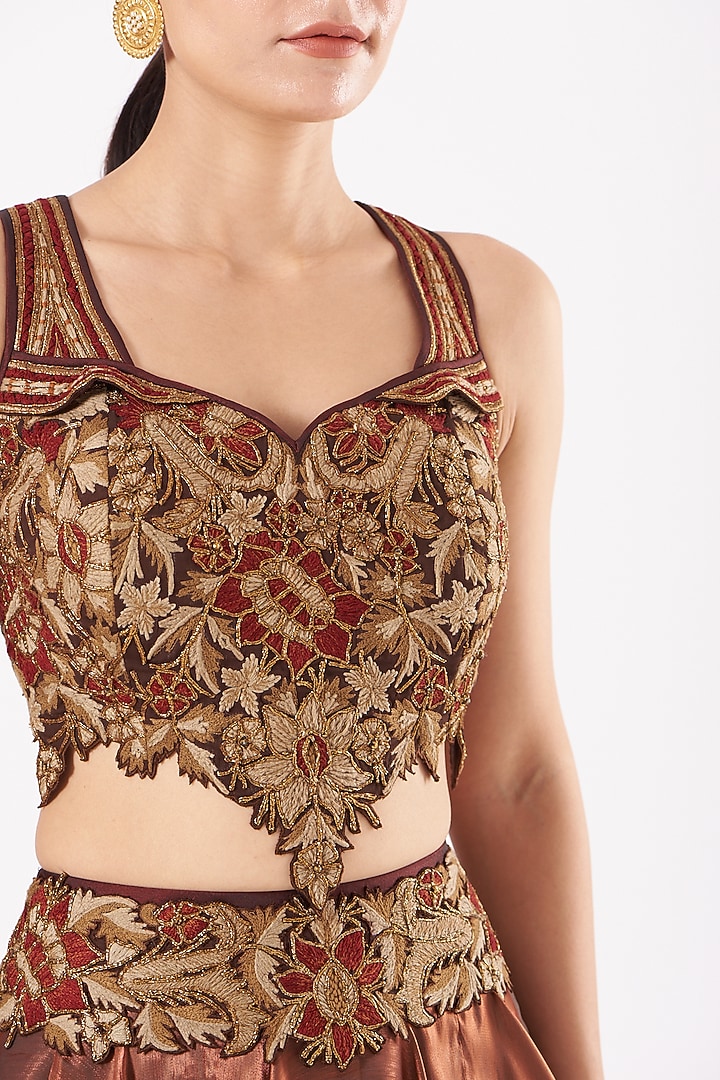 Copper Embellished Skirt Set by Expressionist By Jaspreet at Pernia's Pop Up Shop