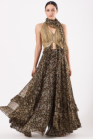 Copper Embroidered Jacket Set by Expressionist By Jaspreet