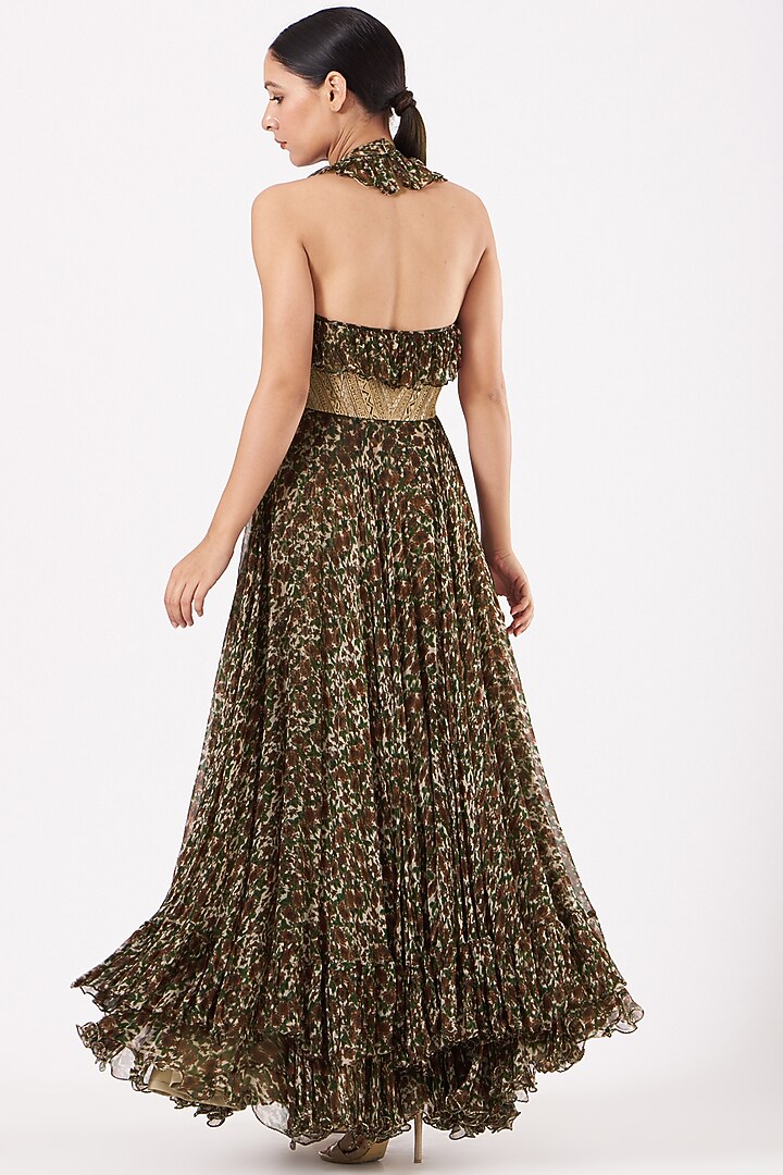 Copper Printed Layered Cocktail Dress by Expressionist By Jaspreet at Pernia's Pop Up Shop