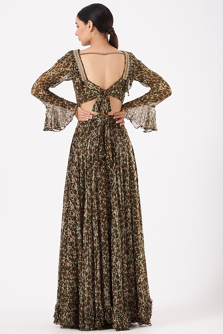 Copper Floral Printed Skirt Set by Expressionist By Jaspreet at Pernia's Pop Up Shop