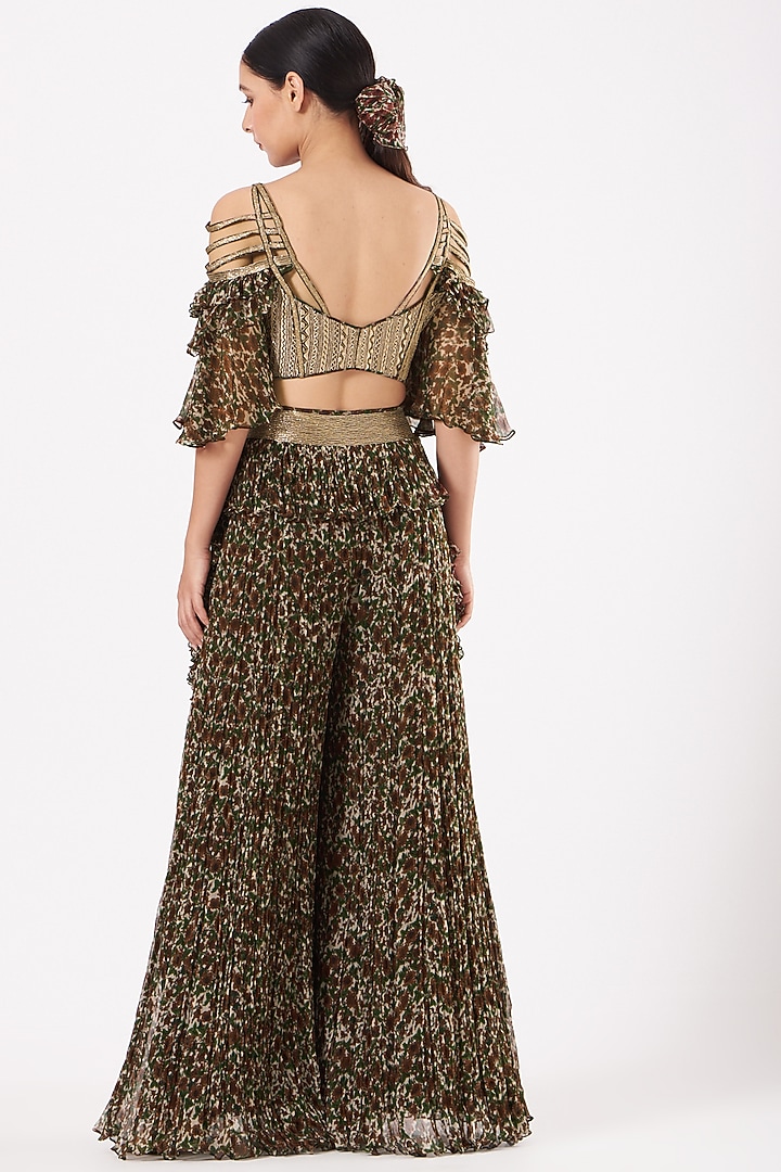 Copper Floral Printed Palazzo Pant Set by Expressionist By Jaspreet at Pernia's Pop Up Shop