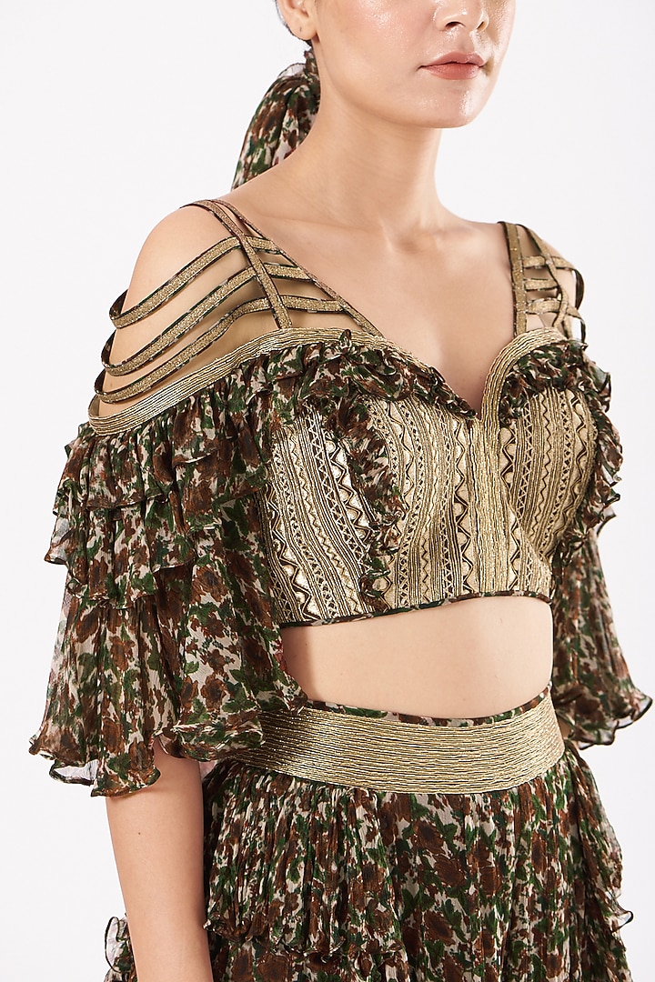 Copper Floral Printed Palazzo Pant Set by Expressionist By Jaspreet at Pernia's Pop Up Shop