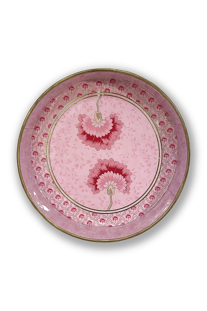 Pink Floral Motif Tray Set (Set of 2) by Expression Gifting at Pernia's Pop Up Shop