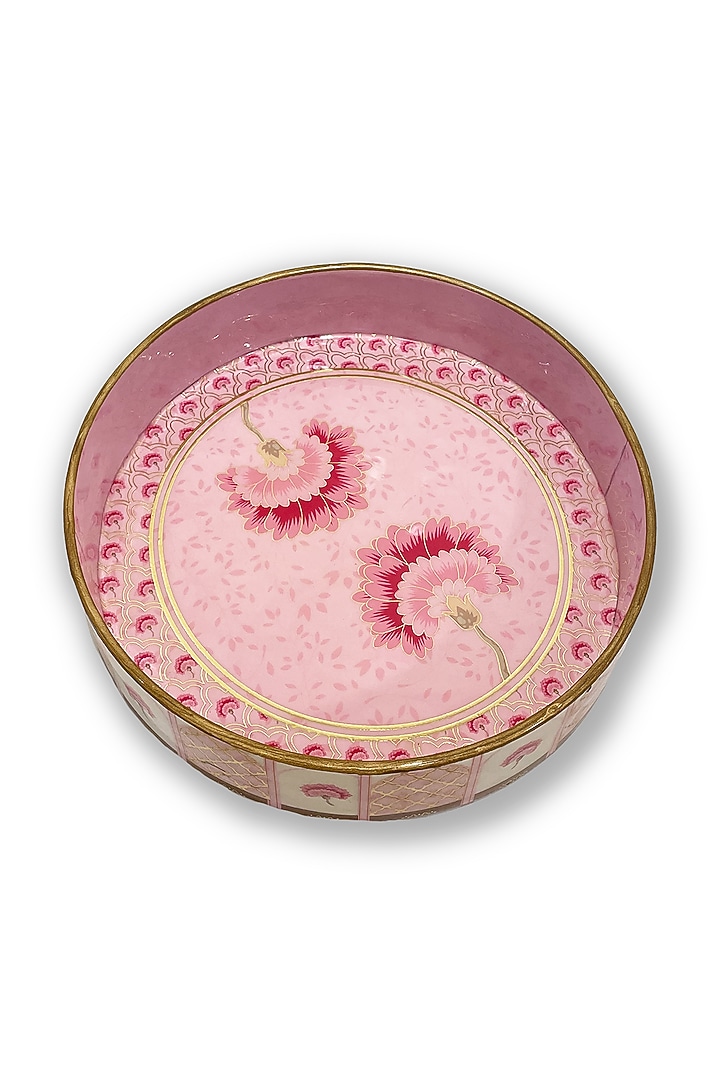 Pink Floral Motif Tray Set (Set of 2) by Expression Gifting at Pernia's Pop Up Shop