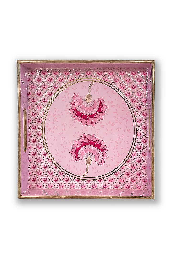 Pink Floral Motif Tray Set (Set of 2) by Expression Gifting at Pernia's Pop Up Shop