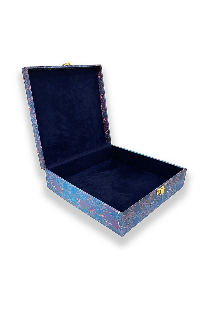Blue Wooden Square Multi-Purpose Box by Expression Gifting at Pernia's Pop Up Shop
