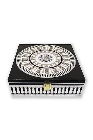 Black Wooden Square Jewellery Box by Expression Gifting