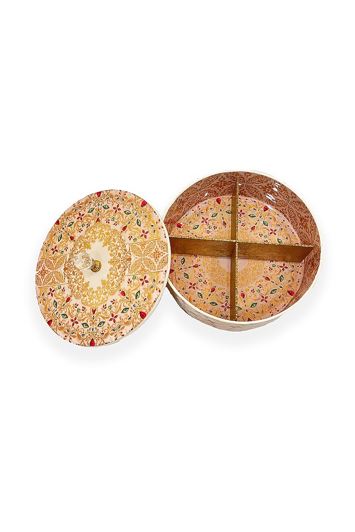 White & Gold Wooden Round Box by Expression Gifting at Pernia's Pop Up Shop