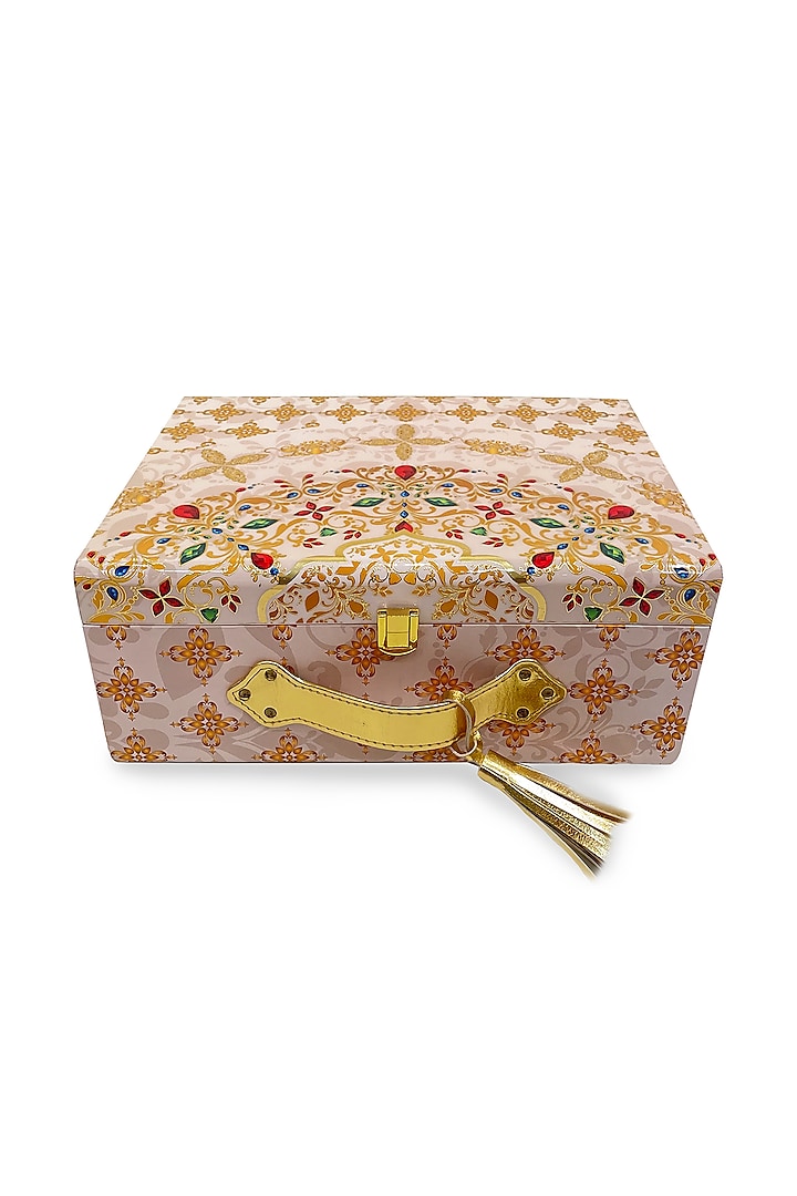 White & Gold Wooden Trunk by Expression Gifting
