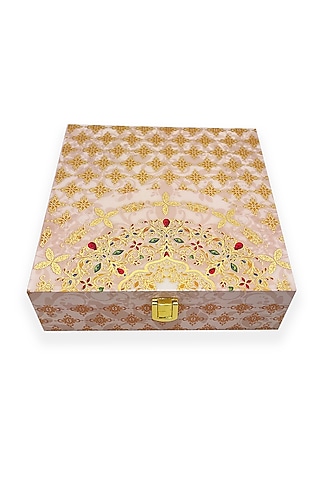 White & Gold Wooden Square Jewellery Box by Expression Gifting