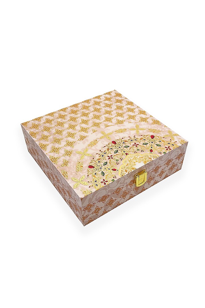 White & Gold Wooden Square Jewellery Box by Expression Gifting at Pernia's Pop Up Shop