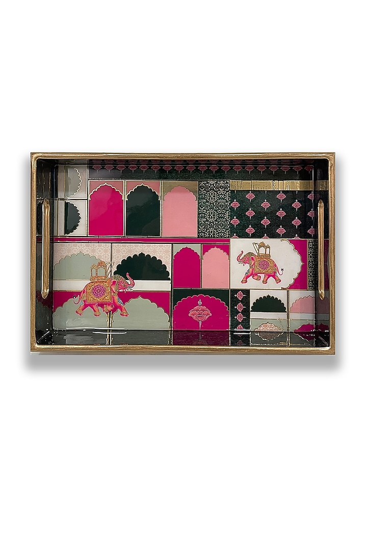 Green Wooden Rectangular Tray (Set of 2) by Expression Gifting at Pernia's Pop Up Shop