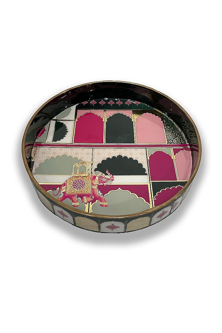 Green Wooden Round Tray (Set of 2) by Expression Gifting at Pernia's Pop Up Shop