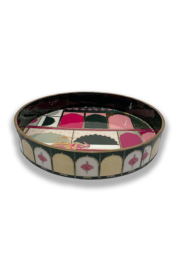 Green Wooden Round Tray (Set of 2) by Expression Gifting at Pernia's Pop Up Shop