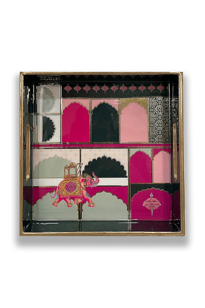 Green Wooden Square Tray (Set of 2) by Expression Gifting at Pernia's Pop Up Shop