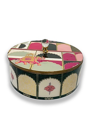 Green Wooden Round Box by Expression Gifting