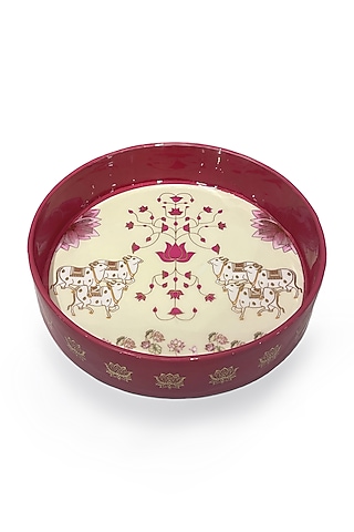 Pink & White Wooden Printed Rectangular Tray Set by Expression Gifting
