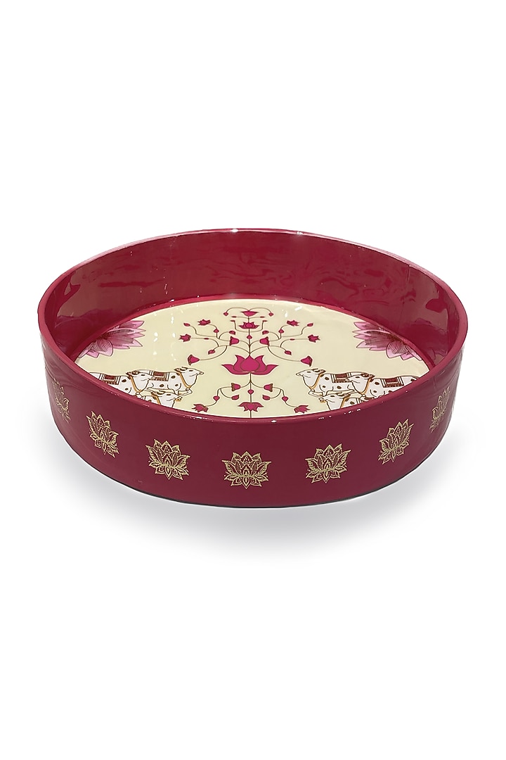 Pink & White Wooden Printed Rectangular Tray Set by Expression Gifting at Pernia's Pop Up Shop