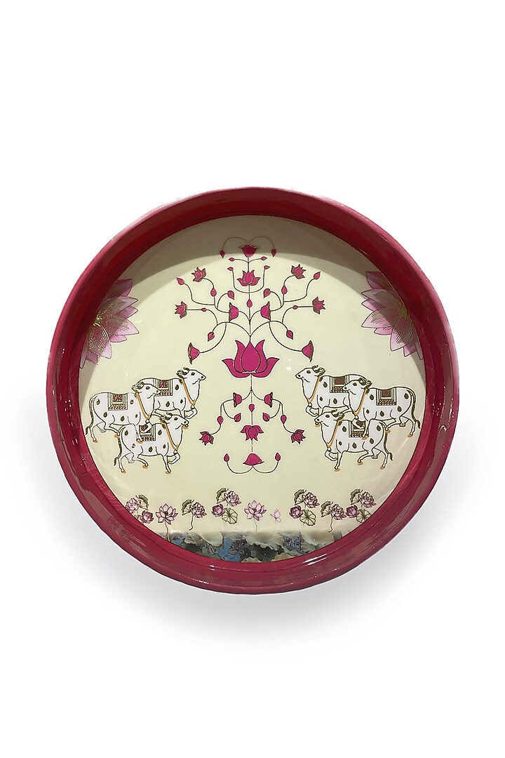 Pink & White Wooden Printed Rectangular Tray Set by Expression Gifting at Pernia's Pop Up Shop