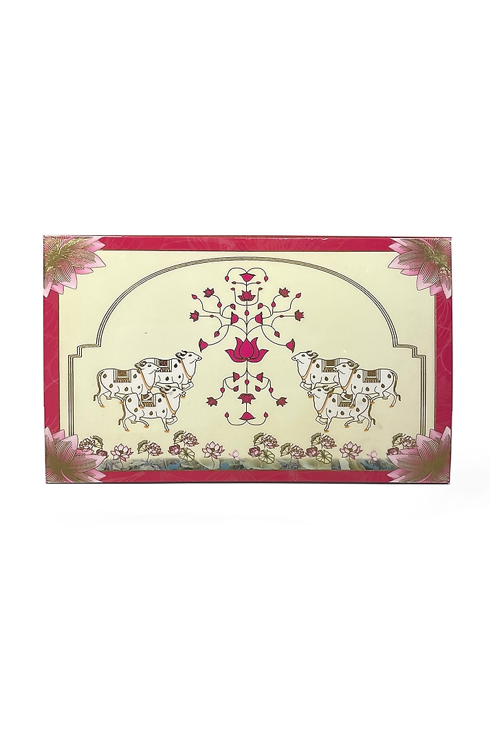 Pink & White Wooden Printed Rectangular Placemat by Expression Gifting