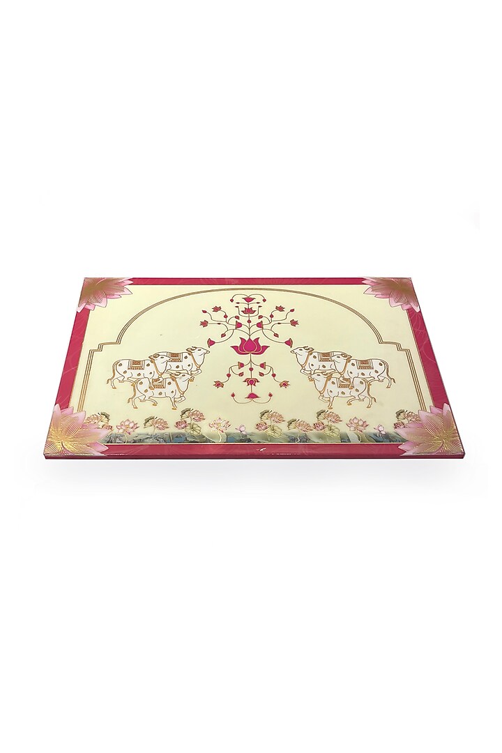 Pink & White Wooden Printed Rectangular Placemat by Expression Gifting at Pernia's Pop Up Shop
