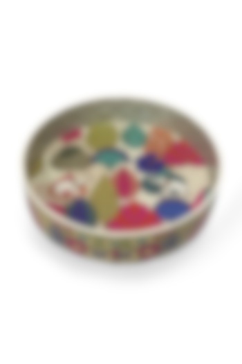 Multi-Colored Wooden Printed Round Tray Set by Expression Gifting