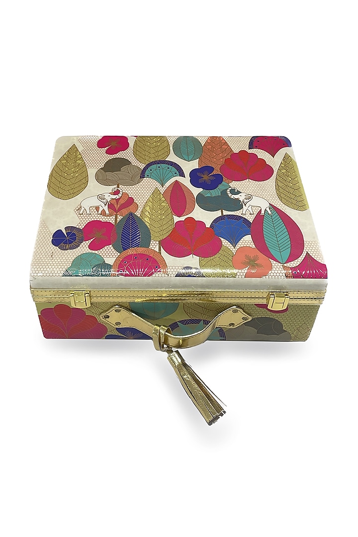 Multi-Colored Wooden Printed Trunk by Expression Gifting