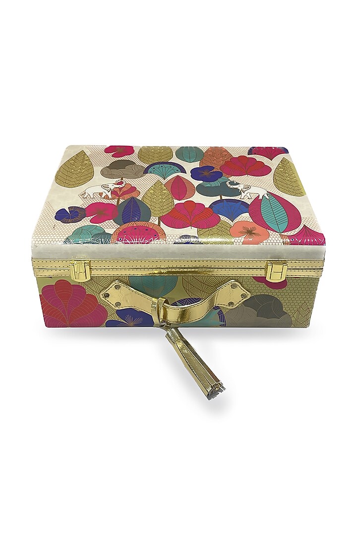 Multi-Colored Wooden Printed Trunk by Expression Gifting at Pernia's Pop Up Shop