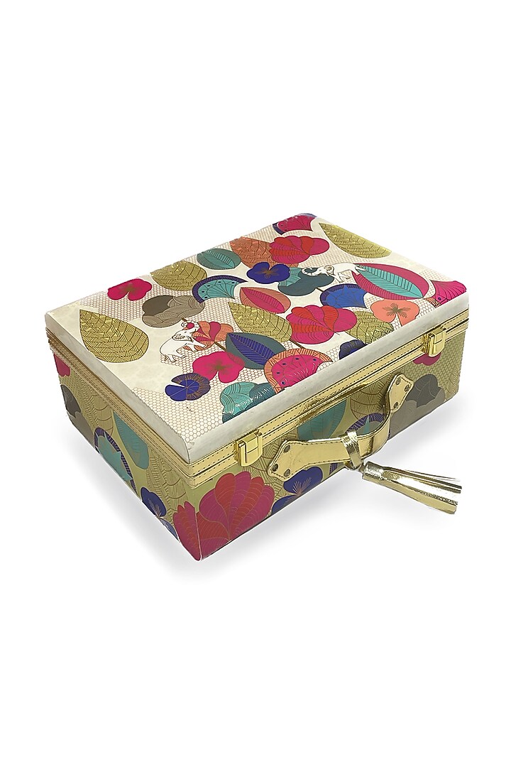 Multi-Colored Wooden Printed Trunk by Expression Gifting at Pernia's Pop Up Shop
