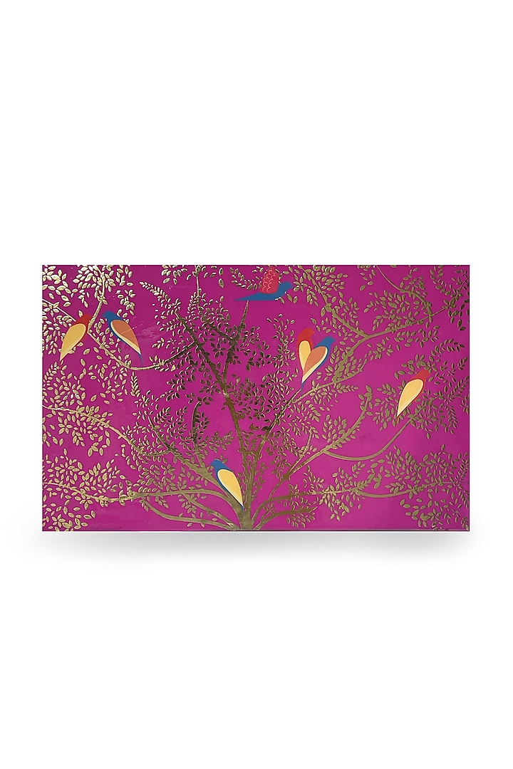 Magenta Pink Wooden Printed Rectangular Placemat by Expression Gifting