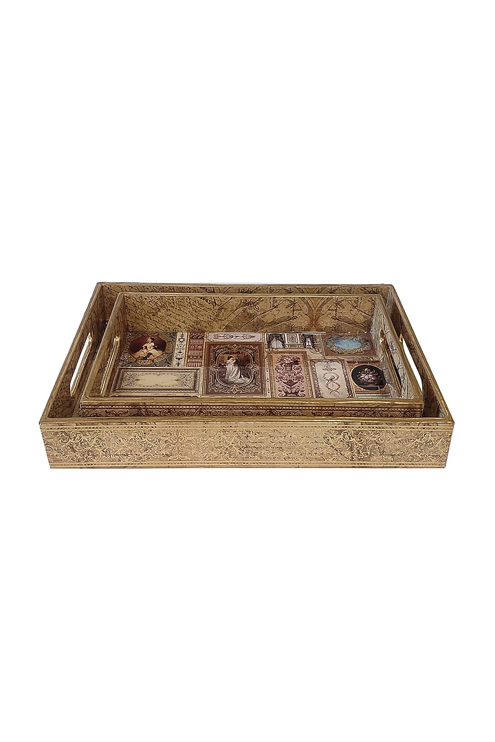 Brown MDF Rectangular Tray Set by Expression Gifting at Pernia's Pop Up Shop