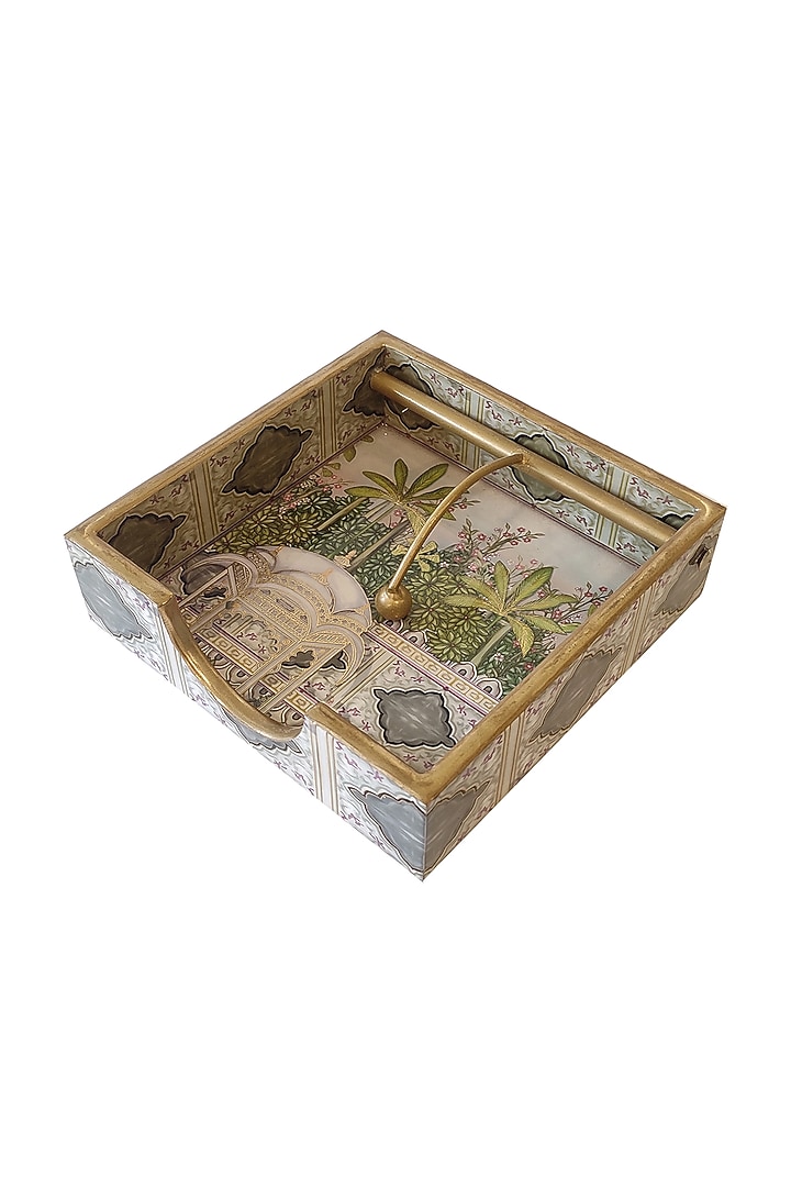 White & Green MDF Weight Tissue Holder by Expression Gifting at Pernia's Pop Up Shop