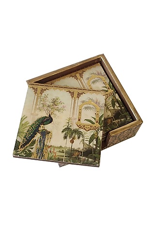 White & Gold MDF Coaster Set by Expression Gifting