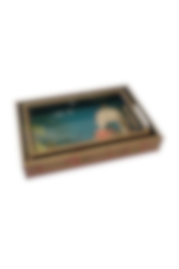 Blue MDF Rectangular Tray Set by Expression Gifting