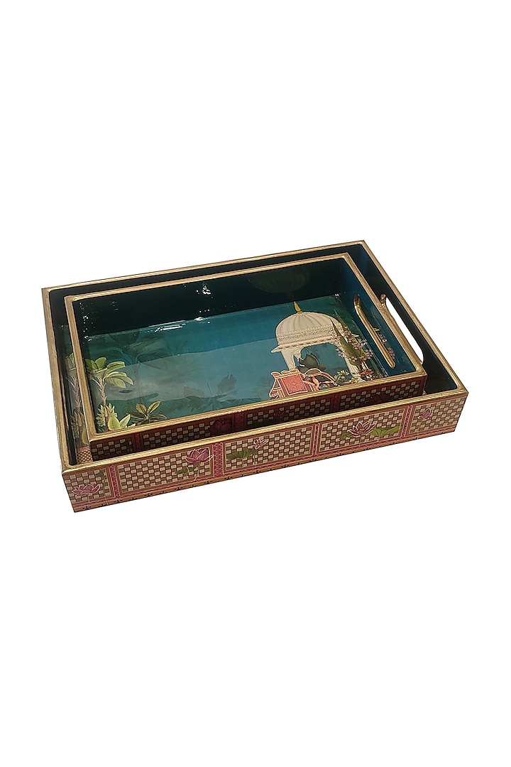 Blue MDF Rectangular Tray Set by Expression Gifting