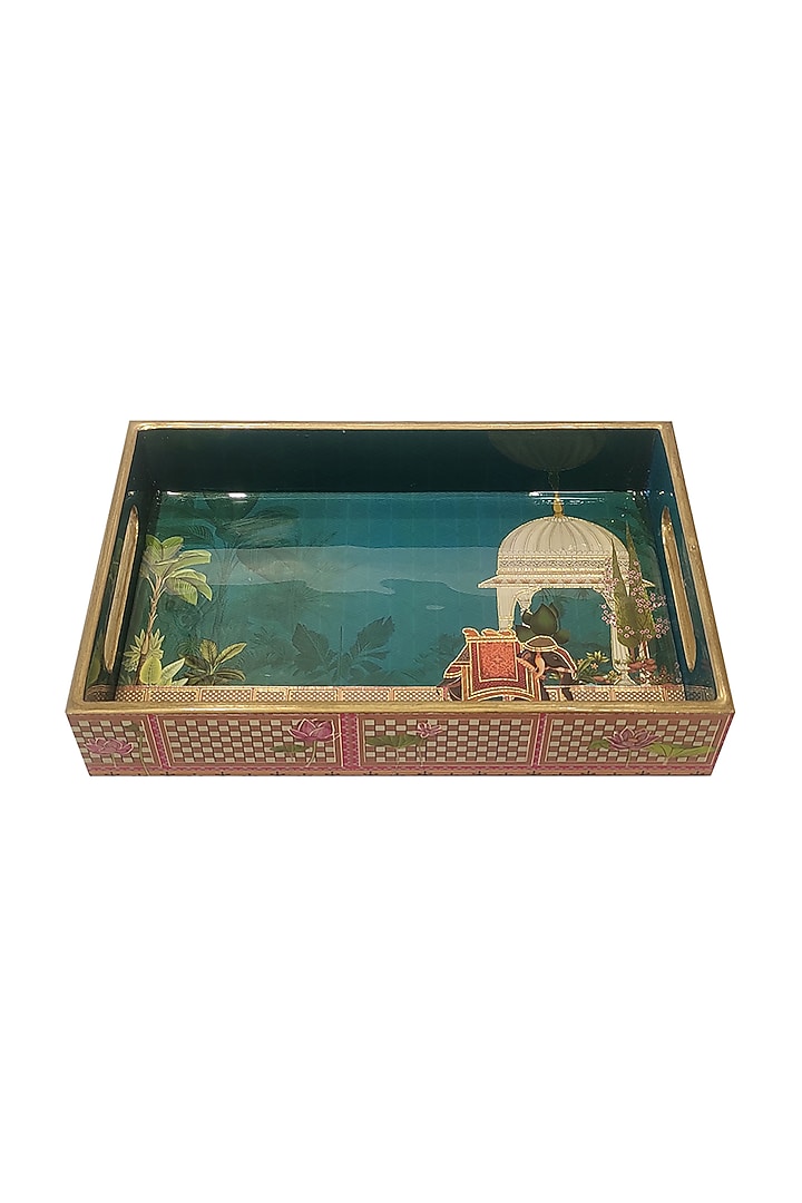 Blue MDF Rectangular Tray Set by Expression Gifting at Pernia's Pop Up Shop