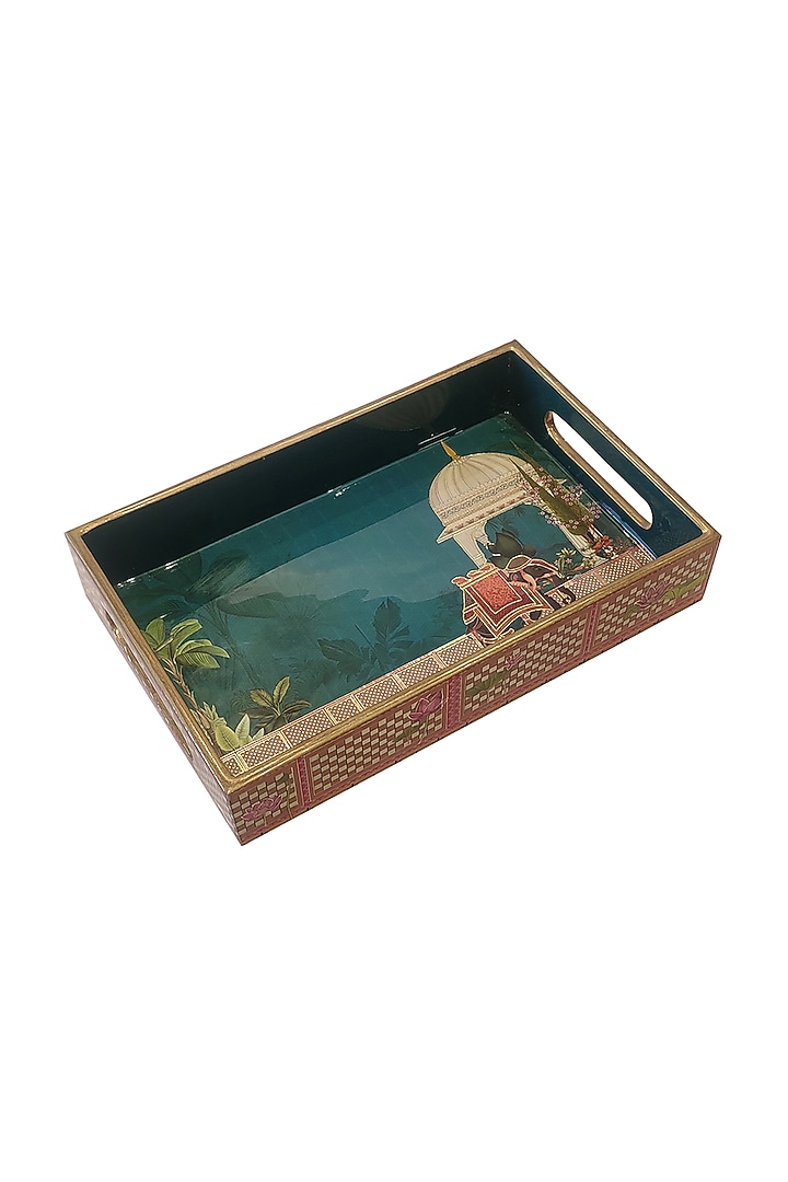 Blue MDF Rectangular Tray Set by Expression Gifting at Pernia's Pop Up Shop