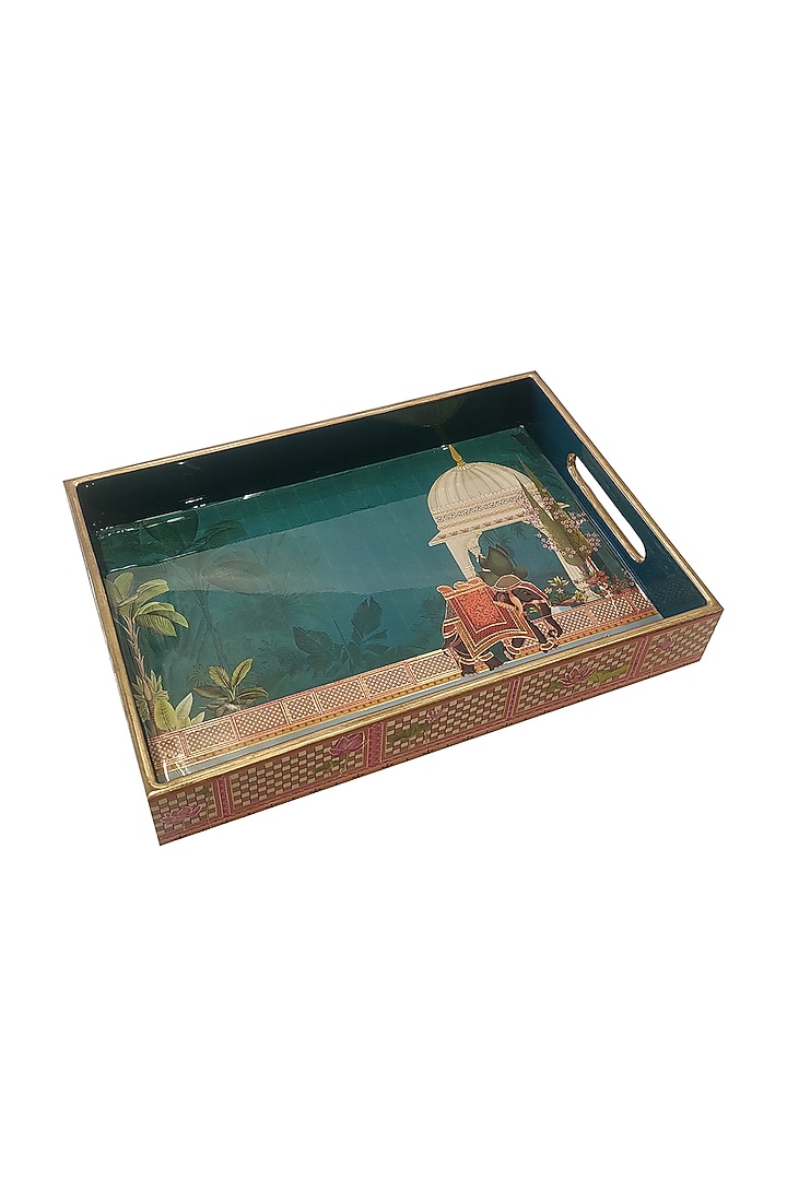Blue MDF Rectangular Tray Set by Expression Gifting at Pernia's Pop Up Shop
