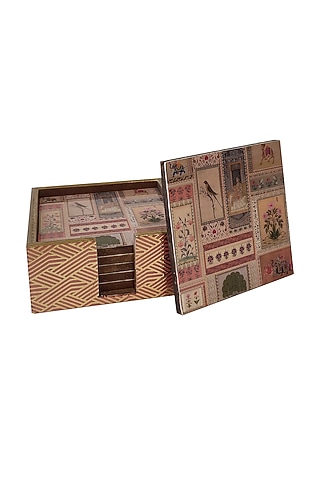Orange & White MDF Coaster Set by Expression Gifting